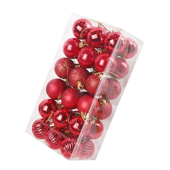 Matoen Christmas Ornaments Set for Xmas Decorations (Red) -36Pcs Xmas Tree Shatterproof Ornaments with Hanging Loop for Holiday, Wreath, and Party Decorations(4cm)