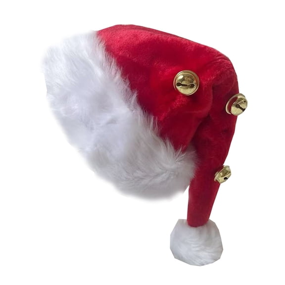 Oalirro Christmas Santa Hat with Bells Unisex Red Fluff Holiday Hat Christmas Decorations Hat for Santa Claus Party Supplies Gifts for New Year Headwear