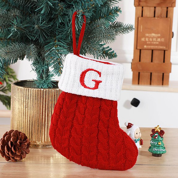 Oalirro Christmas Stocking Letters - Set of 26 Alphabet Wool Knitted Tree Pendants, 7x6in Festive Holiday Decorations for Stockings, Tree Ornaments & Home Decor (35g Each)