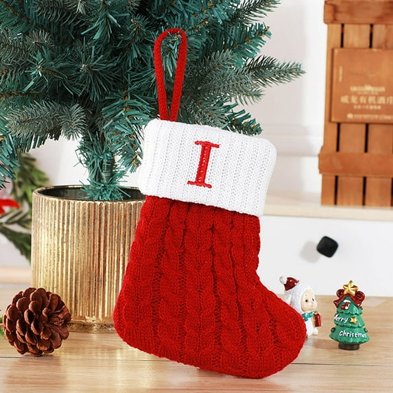 Oalirro Christmas Stocking Letters - Set of 26 Alphabet Wool Knitted Tree Pendants, 7x6in Festive Holiday Decorations for Stockings, Tree Ornaments & Home Decor (35g Each)