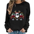 thumbnail image 1 of Oalirro Christmas Sweatshirts for Women Long Sleeve Graphic Cute Womens Shirts Merry Christmas Wine Glass Print Black Crew Neck Top, L, 1 of 6