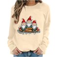 thumbnail image 1 of Oalirro Christmas Sweatshirts for Women Long Sleeve Graphic Dressy Womens Top Merry Christmas Print Khaki Round Neck Top, XS, 1 of 6