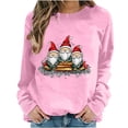 thumbnail image 1 of Oalirro Christmas Sweatshirts for Women Long Sleeve Graphic Dressy Womens Top Merry Christmas Print Pink Round Neck Top, XS, 1 of 6