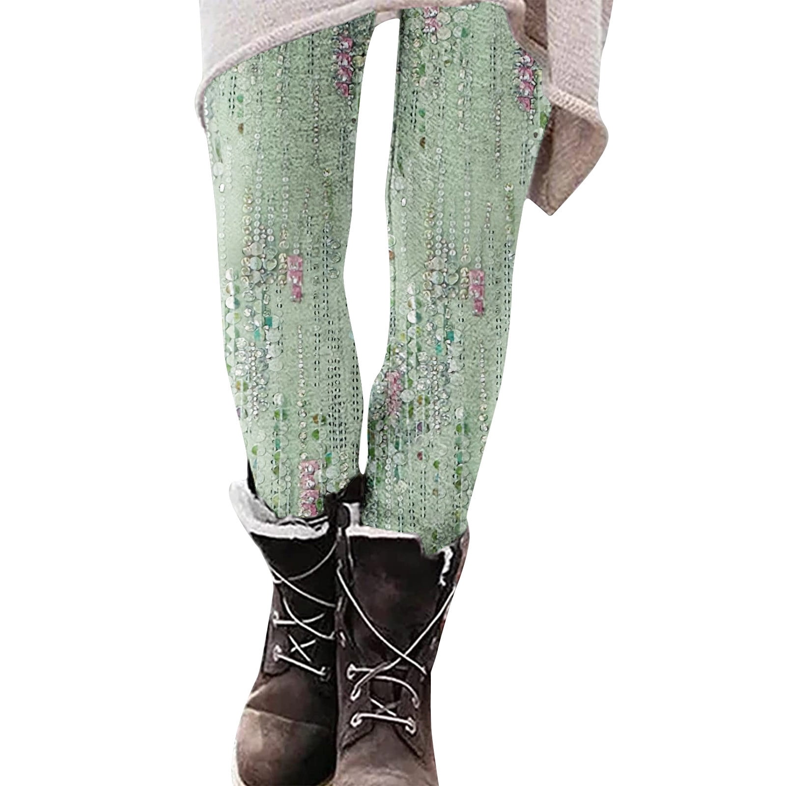 Oalirro Cute Pants Shapermint Leggings High Waist Christmas Thicked Green  Pants 