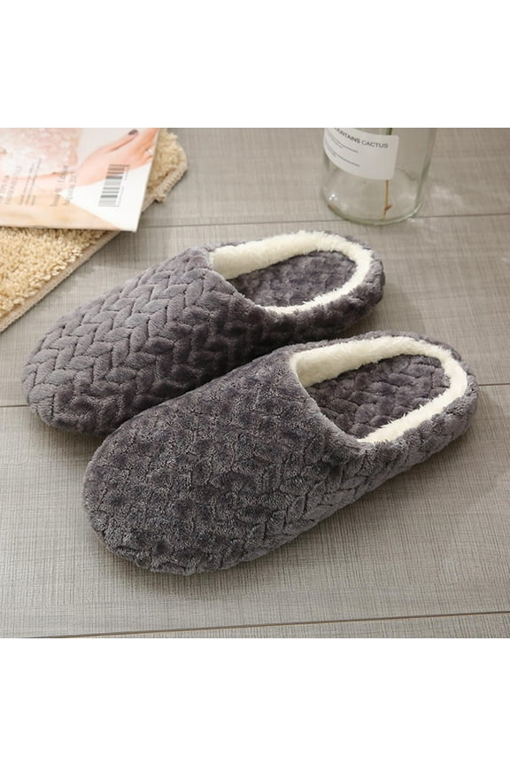 Warm Knit House Slippers for Women Comfy Fleece Lined Winter Slippers with Memory Foam and Indoor Outdoor Soles