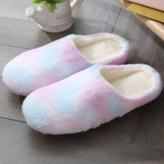 Oalirro Warm Knit House Slippers for Women Comfy Fleece Lined Winter Slippers with Memory Foam and Indoor Outdoor Soles