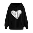 thumbnail image 1 of Oalirro Drawstring Hoodies for Women Causal Winter Long Sleeve Cute Heart Sweatshirt Valentine's Day Top for Spring, Black, 1 of 7