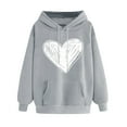 thumbnail image 1 of Oalirro Drawstring Hoodies for Women Causal Winter Long Sleeve Cute Heart Sweatshirt Valentine's Day Top for Spring, Gray, 1 of 7