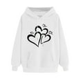 thumbnail image 1 of Oalirro Drawstring Hoodies for Women Lightweight Long Sleeve Heart Print Sweatshirt Valentine's Day Top for Spring, White, 1 of 7