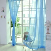 Oalirro Elegant Solid Print Sheer Valances Window Voile Curtain Panels (78"*31", Blue)