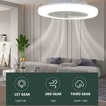 Oalirro Enclosed Ceiling Fan with Lights - 10" Low Profile Hidden Fan & Light Combo with Remote Control, 3-Speed Silent Motor & Dimmable LED - Perfect for Bedroom, Home Office