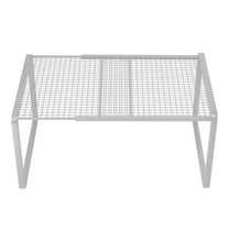 Oalirro Expandable Stackable Cabinet Shelf Organizer Rack - 2-Tier Metal Storage Shelf for Kitchen, Bathroom, Pantry - Space Saving Shelf Organizer - Durable & Adjustable