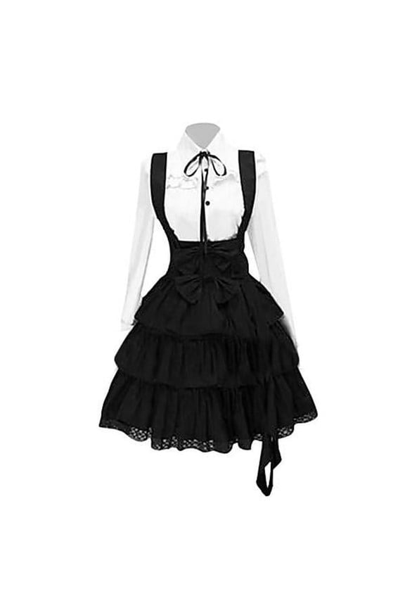 Oalirro Fall Dresses For Women 2023 Midevil/Renaissance Costume Women Gothic Dresses Long Sleeve Knee-High Lace Vintage Dress For Women 1970s Black XS