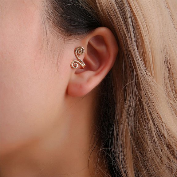 Oalirro Fashionable Creativity Balck Clip On Hoop Earrings for Women Twist Round Geometric Chunky Hoop Personalized Earrings No Piercing Fake Earrings