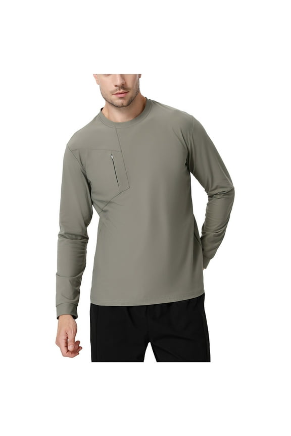 Fashionable Men's Solid Color Casual Long Sleeved Thin Quick Drying Top