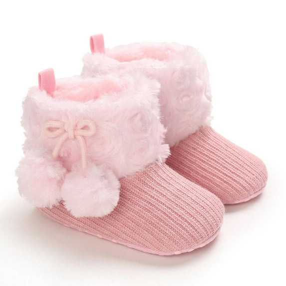 Oalirro First Walker Baby Boys Girls Shoes Infant Toddler Winter Warm Footwear Bowknot Newborn Prewalker Boots