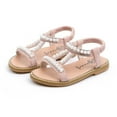 thumbnail image 1 of Oalirro Flat Sandals Toddler Infant Kids Baby Girls Pearl Crystal Single Princess Roman Shoes Sandals, 1 of 8