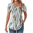 thumbnail image 1 of Oalirro Floral Summer Dressy Pleated Blouse for Women Casual Short Sleeve Tops Loose T Shirts Trendy Tunics, 1 of 7