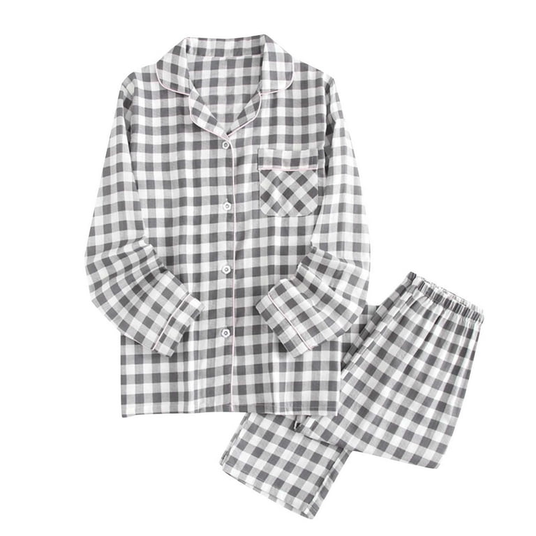 Oalirro Funny Pajamas for Women Long Sleeve Button Up Top with Pants Women s Sleepwear Gray Two Pieces Pajama Set Walmart