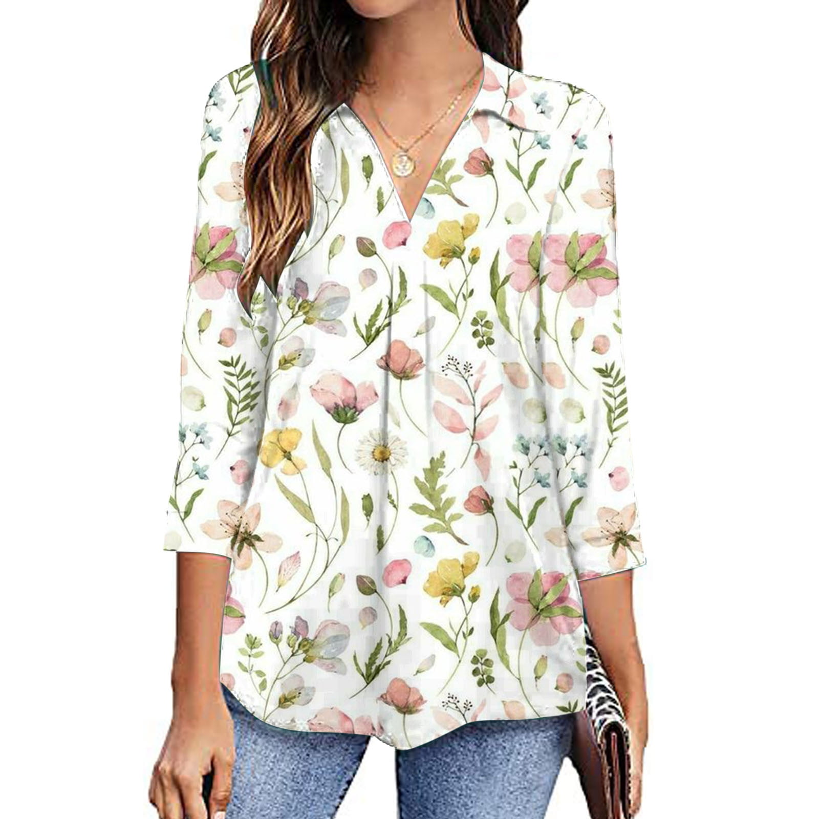 Oalirro Going out Tops for Women Deals Clearance Fashion Woman V Neck ...