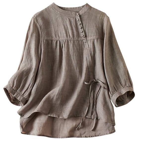 Oalirro Gray Womens Long Sleeve Tops Casual V Neck Solid Womens Dressy Casual Shirts