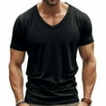thumbnail image 1 of Oalirro Green V-Neck Tee for Men - Breathable Basic Summer Everyday Wear Shirt, 1 of 8