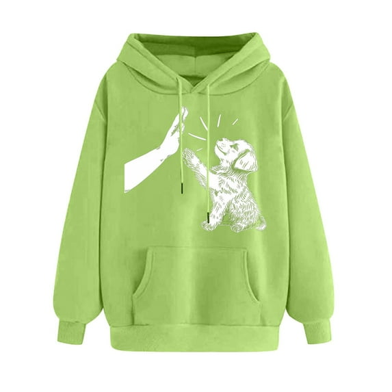 Oalirro Green Womens Long Sleeve Drawstring Hoodies Fall Winter Pullover Valentine's Day Gift for Her