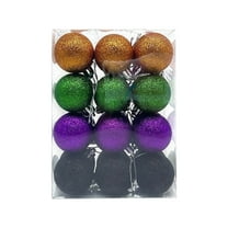Oalirro Halloween & Christmas Decorations Set - 24 Plastic Ornament Balls with Hangers (1.6in), Holiday Tree Decor for Halloween, Christmas, Parties - Easy to Hang (4 Styles)