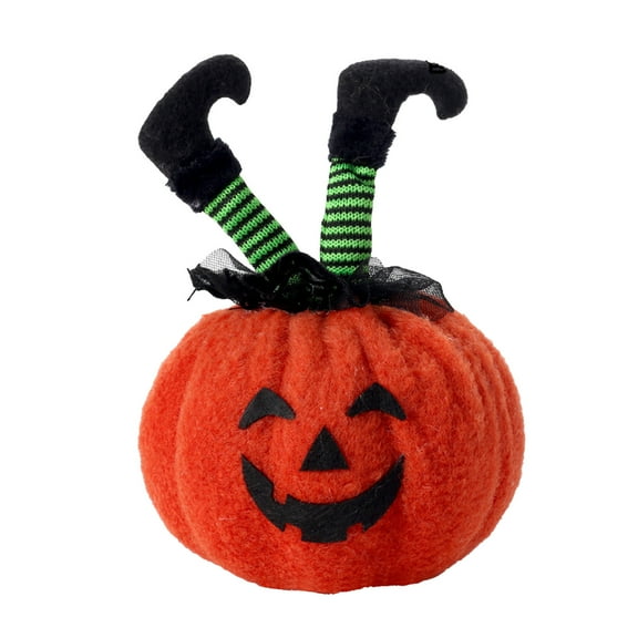 Oalirro Halloween Pumpkin Figurine - 5" Scary Witch Feet Decor, Soft Fabric Fall Decoration for Home, Party, Tabletop & Bookshelf - Safe Holiday Ornament for Pet Owners