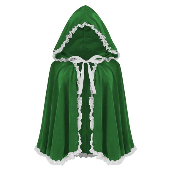 Oalirro Hood Cape for Party Holiday Lace Solid Color Hooded Short Velvet Cape Hood Cape Halloween Christmas Fancy Cloak with Hood