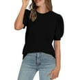 thumbnail image 1 of Oalirro Ladies Blouses Women's Tops Casual Short Sleeve Round Neck T-Shirts Petal Sleeve Loose Tunic Tees, 1 of 9