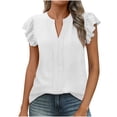 thumbnail image 1 of Oalirro Ladies' White Blouse V Neck Ruffle Sleeve Flowy Shirts Dressy Casual Cute Summer Tops, 1 of 9