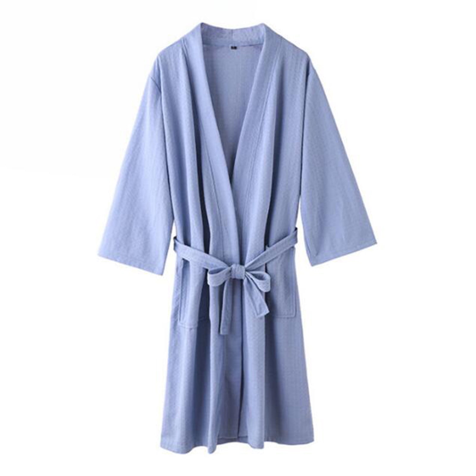 Oalirro Light blue Mens Robe Lightweight Summer Bathrobes Lightweight