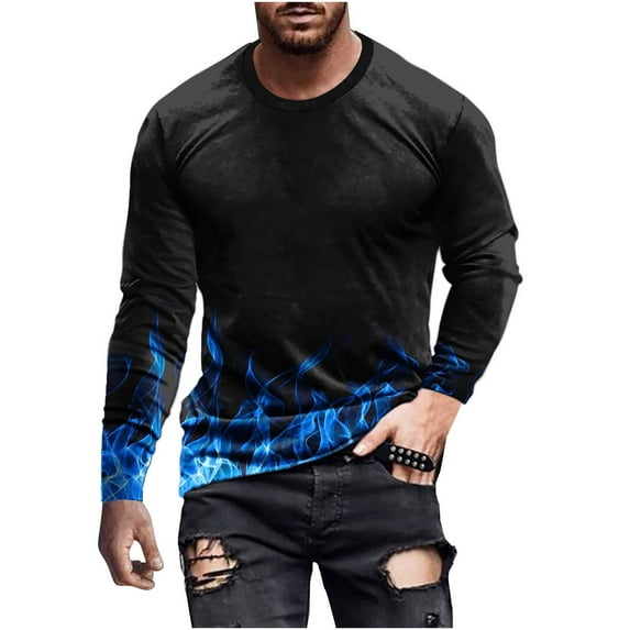 Oalirro Long Sleeve Tee Shirts for Men Men Gradient Long Sleeve Slim Fit T-Shirt Casual Workout Athletic Tops