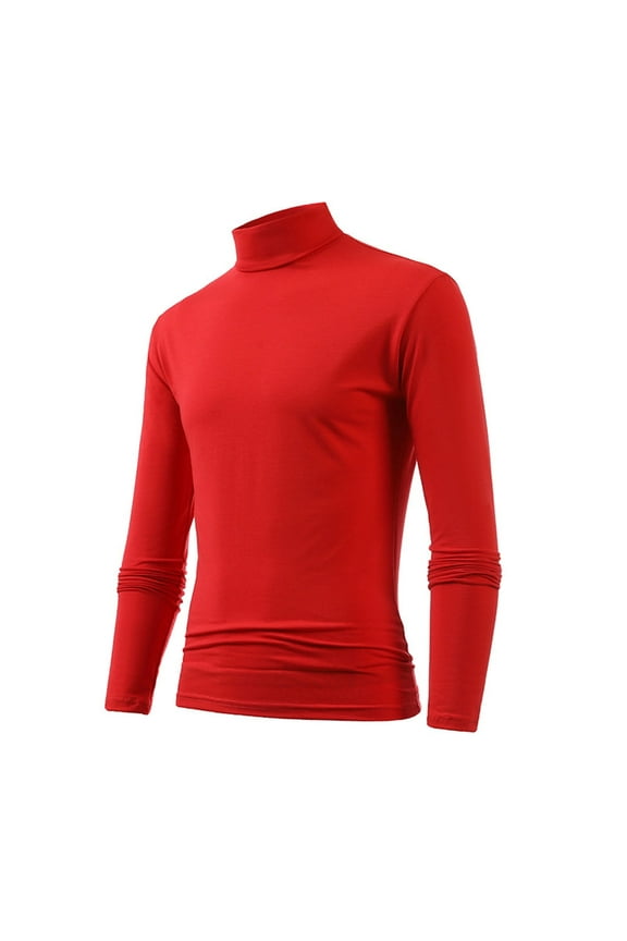 Long Sleeve Tee Shirts for Men Men Solid Turtleneck Casual Slim Fit Pullover Warm T-shirt Bottoming Shirt