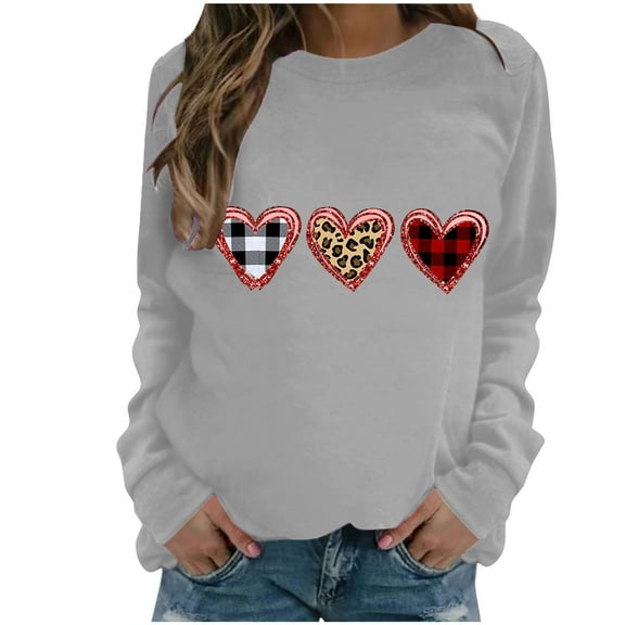 Oalirro Long Sleeve Valentine's Day Print Workout Top for Women Breathable Shirt Slim Fit