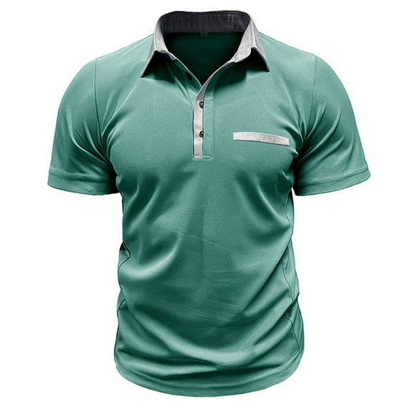 Oalirro Men Business Casual Faddish Short Sleeve Turn-Down Collar Button Shirt Blouse