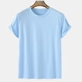 thumbnail image 1 of Nnhblu Men Cotton Short Sleeve Round Neck Casual Blouses Blue S, 1 of 5