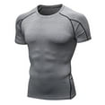 thumbnail image 1 of Nnhblu Men Polyester Short Sleeve Round Neck Quick Dry Sports Blouse Gray XXL, 1 of 3