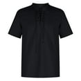thumbnail image 1 of Yufatyle Men Polyester Short Sleeve Turndown collar Retro Tshirts Black XXXXL, 1 of 6