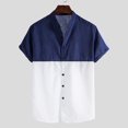 thumbnail image 1 of Yufatyle Men Short Sleeve Cotton Linen Stand-up Collar Casual Mens T Shirt White L, 1 of 7