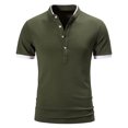thumbnail image 1 of Nnhblu Men Short Sleeve Polyester Stand-up Collar Casual Mens Tshirts Graphic Army Green XXL, 1 of 9