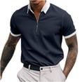 thumbnail image 1 of Nnhblu Men Short Sleeve Polyester Turndown collar Casual Blouses Navy S, 1 of 8