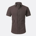 thumbnail image 1 of Oalirro Men Short Sleeve Polyester Turndown collar Pocket Mens Tshirts Graphic Dark Gray L, 1 of 4