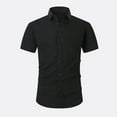 thumbnail image 1 of Nnhblu Men Short Sleeve Polyester Turndown collar Pocket Summer Blouses Black L, 1 of 4
