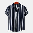 thumbnail image 1 of Oalirro Men Short Sleeve Polyester Turndown collar Stripe Comfort Colors Tshirt Men Navy XXL, 1 of 9