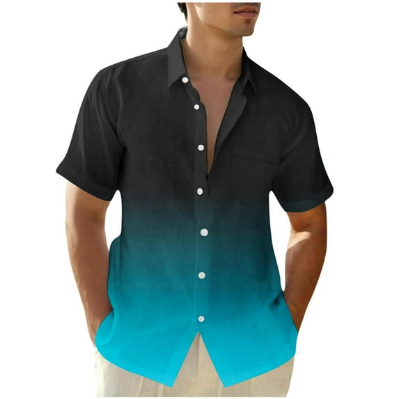 Oalirro Men's Casual Cotton Button Up Shirt under $10 Short Sleeve Colorblock Tee Shirt