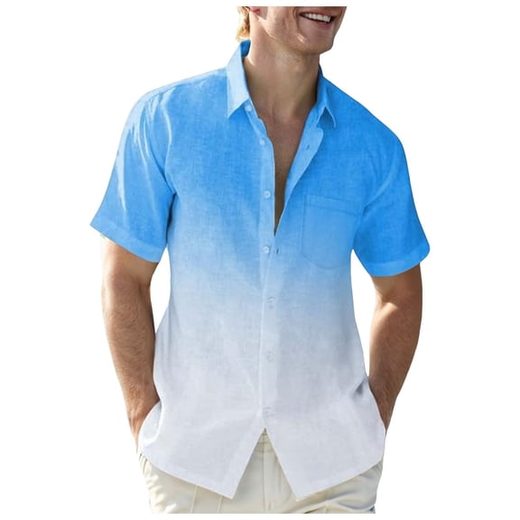 Oalirro Men's Casual Cotton Button Up Shirt under $10 Short Sleeve Colorblock Tee Shirt