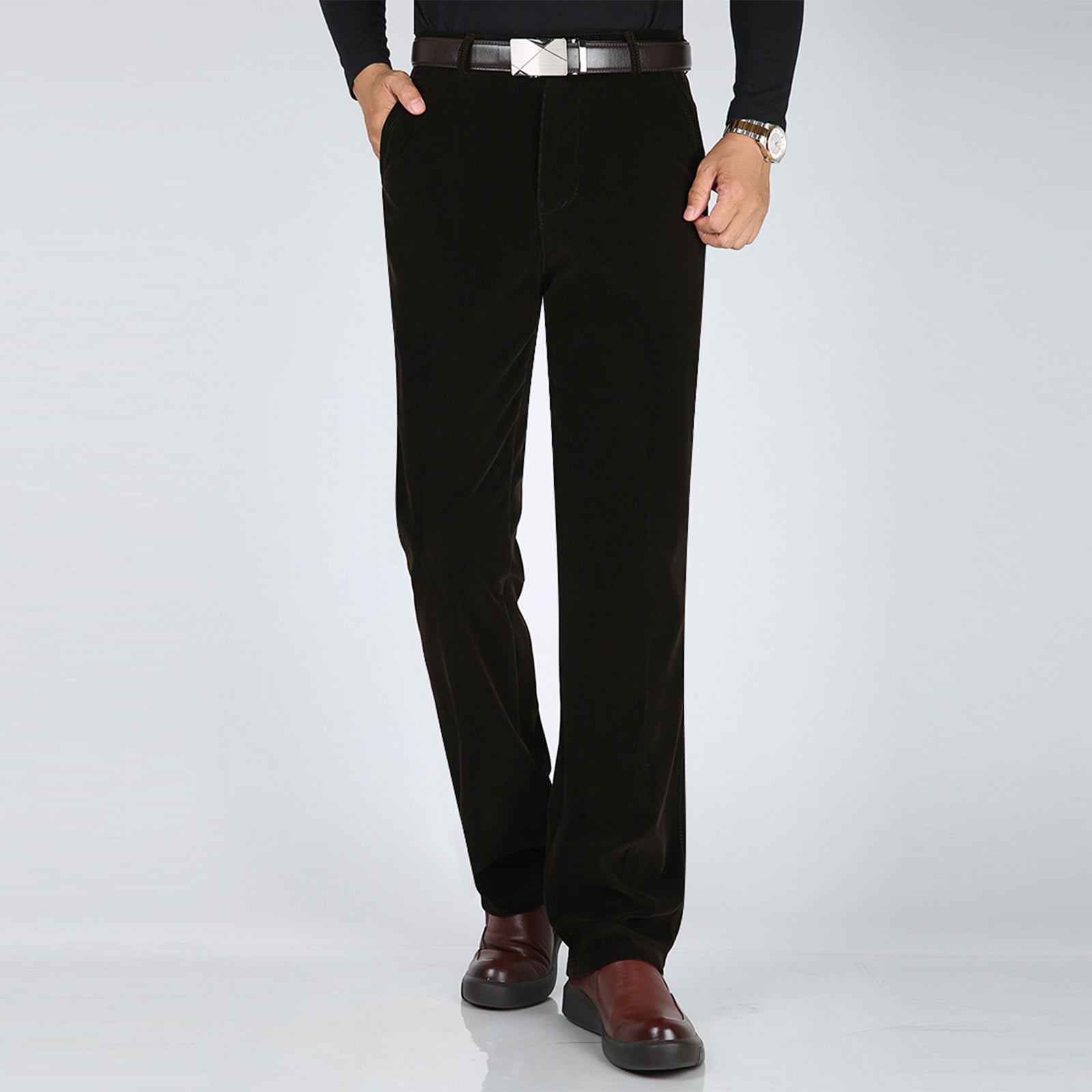 Casual Men Ribbed Trousers Autumn  Corduroy Pants For Men Belt Lace-up Slim Fit Pants