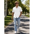 thumbnail image 1 of Oalirro Men's Short Sleeve Casual Button Down Shirt – Lightweight Breathable Cotton, Two Chest Pockets, Classic Collar, Solid White, Regular Fit for Summer Wear, 1 of 11